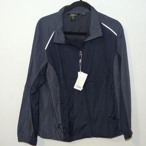 Core365 Windbreaker Jacket Dark Blue + Gray Reflective NEW Women's Size L